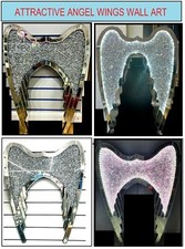 ✨Sparkly Bling Crushed Diamond Angel Wings Silver Romany Wall Hung Clear Mirror✨