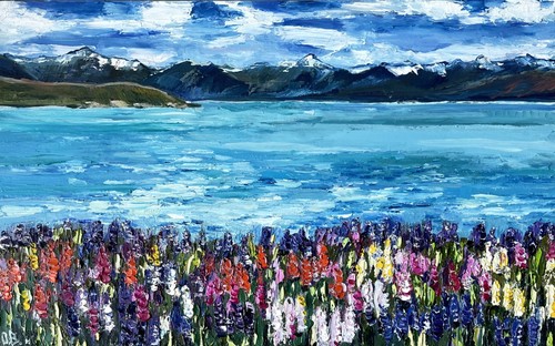 Lake tekapo painting - lake,