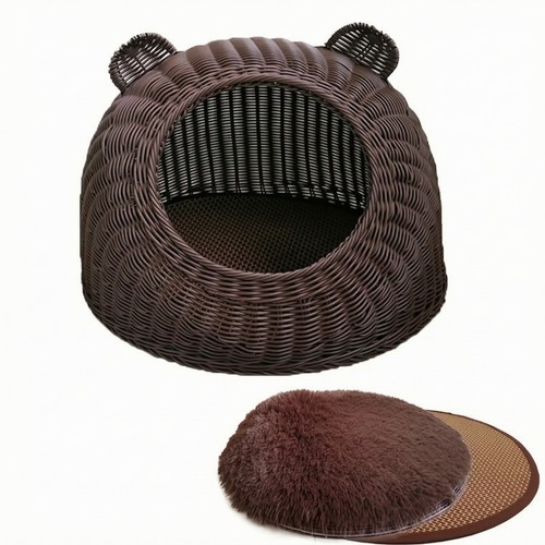 Round woven rattan pet nest - rattan,