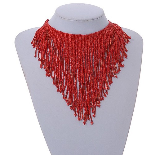 Statement glass bead bib - glass,