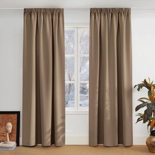 PONY DANCE Long Blackout Curtains Heavy Duty Pencil Pleat Solid Drapery Thermal