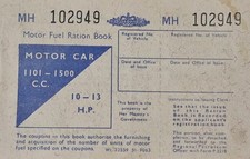 Unused Motor Car Fuel Ration Book 1101 - 1500 C.C. 
