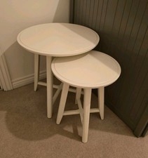 IKEA KRAGSTA Modern Scandinavian Design/ 2 Off-White Nesting Side/Coffee Tables