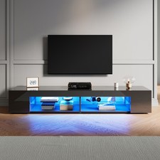 High Gloss Black TV Stand Cabinet Storage Shelves with LED Lights 135/160/180cm