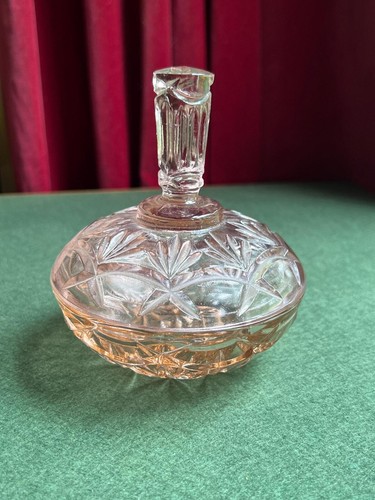 Pink depression glass lidded