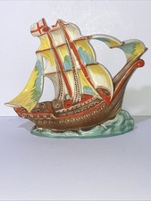 Art Deco Rare Ditmar Urbach Pottery Sailing Ship Spill/Posy Vase 21x27cms