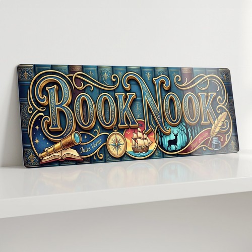 Book nook metal - book, sign