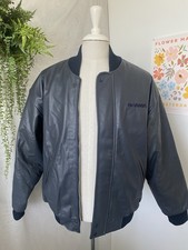 Scania Trucks Leather Bomber Jacket L Navy Memorabilia