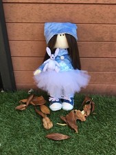  Tilda doll holding handmade micro rabbit