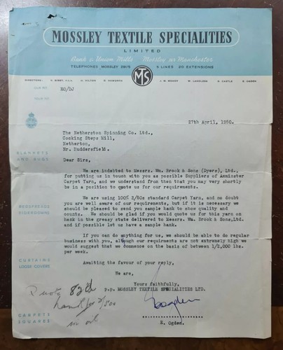 1950 mossley textile - 1950,