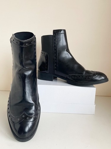 Zara black faux leather brogue - faux,