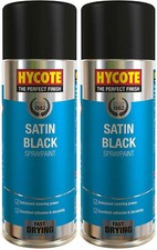 2 x Hycote Satin Black Spray Paint Aerosol Car Multi-Purpose Preparation 400ML