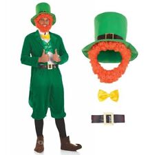 Mens Classic Leprechaun Costume + Beard M - XL Irish St Patrick Day Fancy Dress