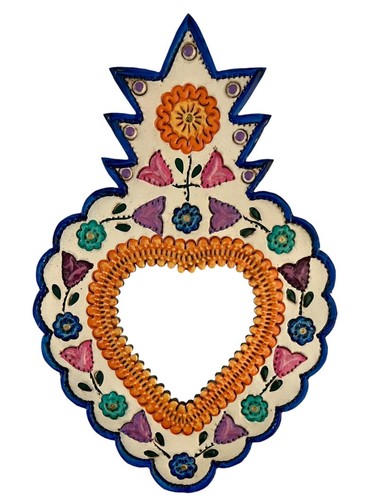Mexican tin heart - tin, mirror,