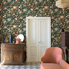 Emerald Green Floral Wallpaper