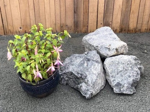 Green granite rockery - green, stones