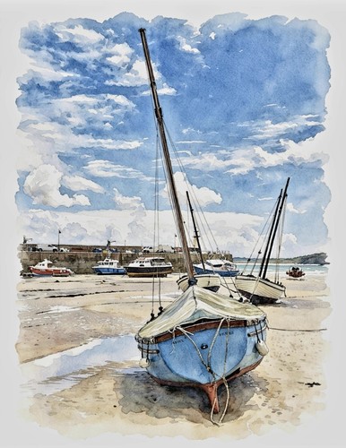 Ives beach boat scene - ives,