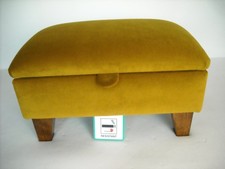 MUSTARD  VELVET JOHN LEWIS  FABRIC FOOTSTOOL WITH STORAGE solid beech legs