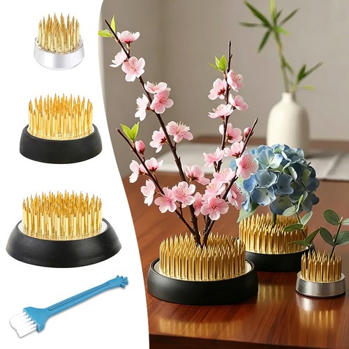 Brass flower frog kenzan - brass,