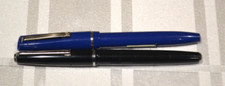 2 x Vintage pens Blue Osmiroid 65 fountain pen & Black Platignum silverline pen