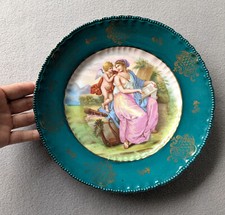 Antique Bohemian Victoria Austria porcelain plate classical scene