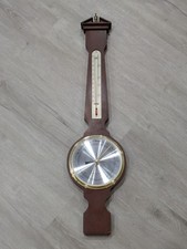 Vintage Airguide Banjo Wall Barometer Thermometer Weather Station Wood Japan