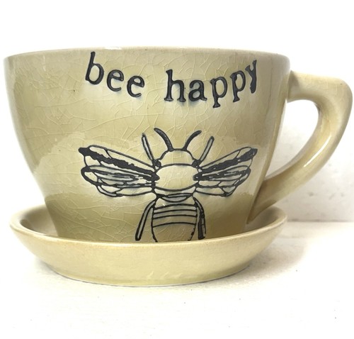 Bee happy teacup saucer - bee,