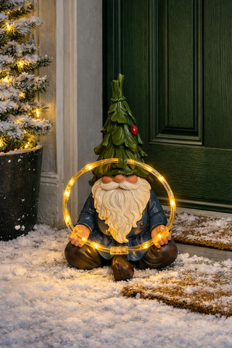 Solar pre lit christmas gnome - solar, pre-lit