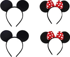 4pc Mickey / Minnie Mouse Ears / Headband Disney Polka Dot Bow
