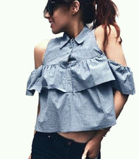ZARA BLUE TOP CHECK PRINT