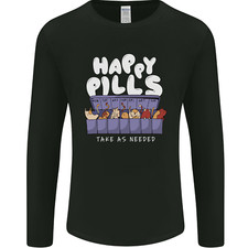 Cats Happy Pills Antidepressant Mens Long Sleeve T-Shirt