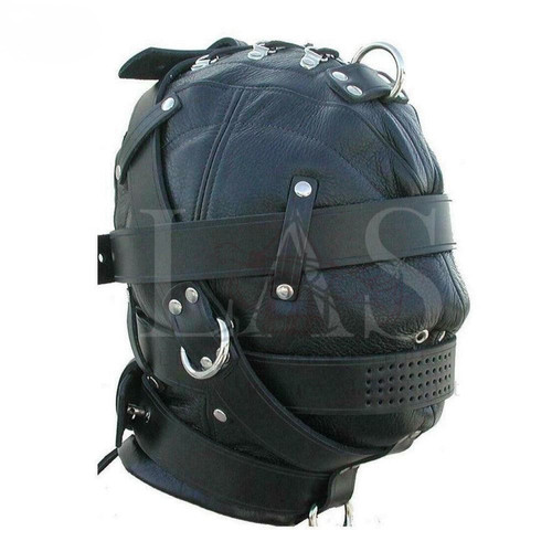 Genuine black leather mask - genuine,