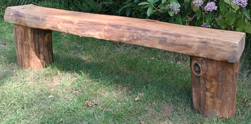 Log bench rustic solid wood