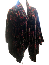 WINDSMOOR Velvet Cardigan Jacket Kimono Paisley longline Silk Mix Occasion - L