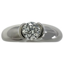 Vintage Cartier Round Diamond 0.30ct VVS Ellipse 18k White Gold Solitaire Ring