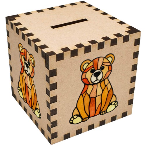 Stained glass bear money box - glass, bear'
