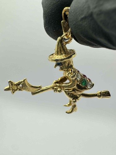 9ct multi gem witch pendant - multi-gem,