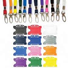ID Card Badge Holder Plain Colour Lanyard with Neck Strap Sameday UK Freepost
