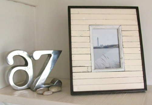 Beach hut photo frame cream - frame, in