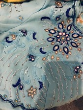 Indian Sky Blue Jorget Saree