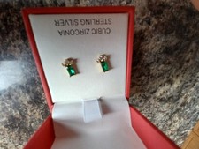 Rachel Zoe brand new green and white cubic zirconia and sterling silver earrings