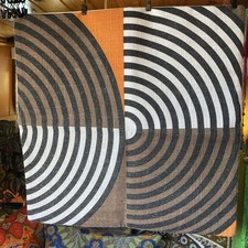 Handmade Vintage 1960s  1970s Graphic Fabric Cushion Cover / Unused 