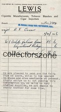 1946 Lewis & Co Tobacco Importers Invoice For Orlik Pipe To A Major Creer