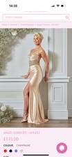 Angel Forever AF5432 Size 2 XS Champagne satin Evening Dress Prom NWT. £575 RRP