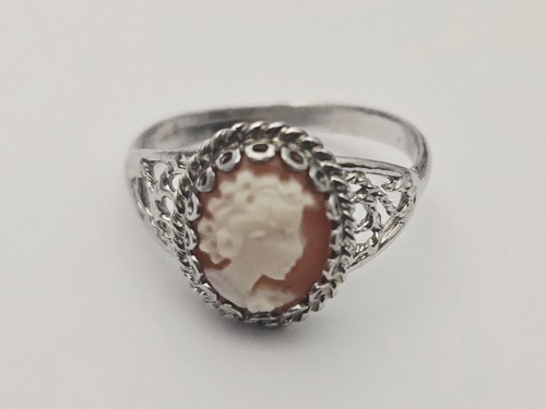926 sterling silver cameo ring - silver,