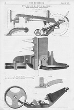 SAMUELSON & CO Banbury Two Horse Mowing Machine Antique Engineering Print 1875
