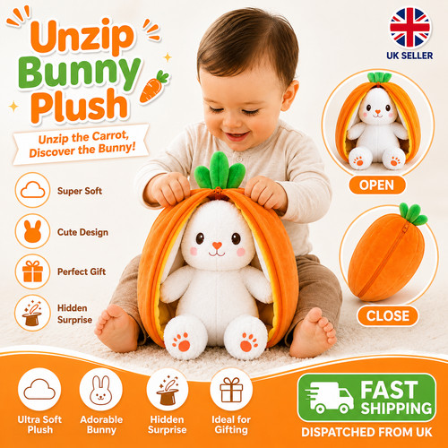 Unzip bunny plush - unzip, carrot