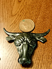 Vintage Tin plate Pin Badge Accessory Western Steer Bull Skull Head 1960's.