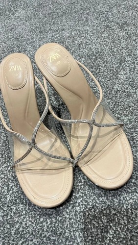 Zara nude diamante clear strap - zara,
