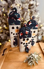 Rustic Wooden Snowman Trio